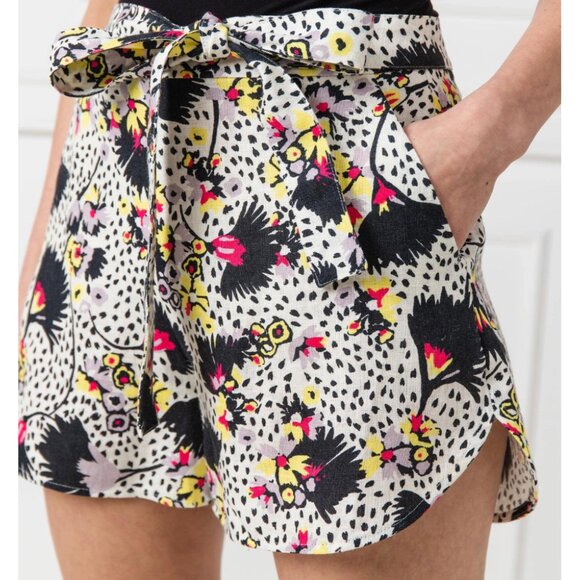 NEW! MAX&CO. HIGH WAIST FLORAL LINEN SHORTS SZ 2 BOHO CONTEMPORARY CASUAL BEACH - Picture 1 of 4